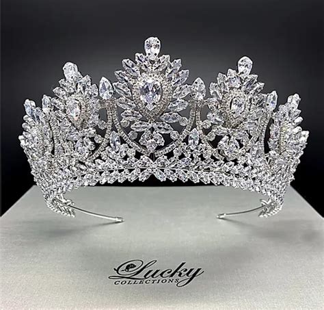 Regal 2 12 Tall Cz Wedding And Quinceanera Tiara In Silver Or Gold