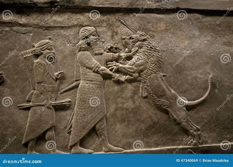 Assyrian King Killing Lion Stock Photos Free And Royalty Free Stock