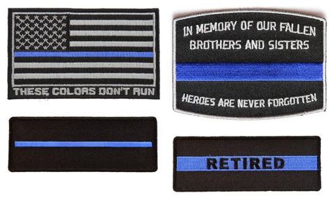 Thin Blue Line Patches Set Of 4 For Police Police Patches Thecheapplace
