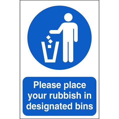 Please Keep Your Rubbish In Designated Bins Mandatory Community Signs