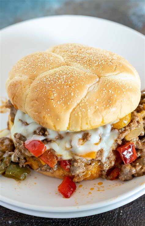 We love these served over toasted buns with a slice of provolone cheese. PHILLY CHEESESTEAK SLOPPY JOES + WonkyWonderful
