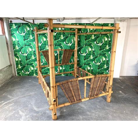 Vintage Bamboo Rattan Caribbean Island Beach Canopy Bed Chairish