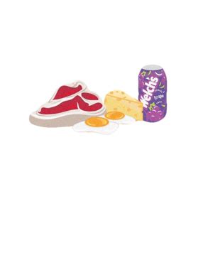 Take one of his recent assignments for example. T Bone Steak Cheese Eggs And Welchs Grape Biggie T Shirt