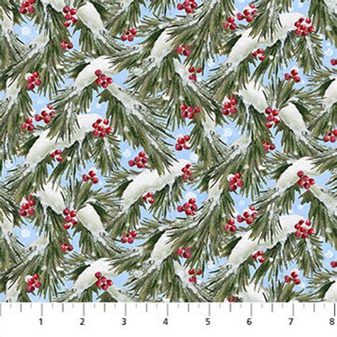 Winter Welcome Open Evergreens Snow By Northcott Fabrics 43 Inches Wide