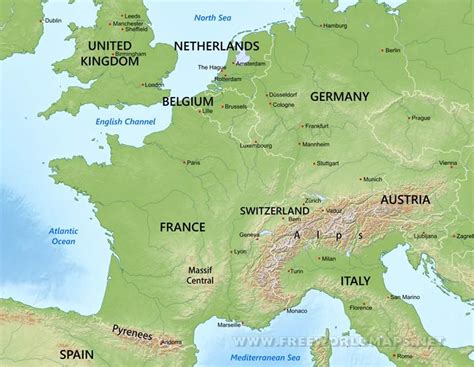 Western Europe Map Physical Map Europe Map Geography Map