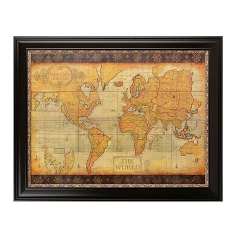 Old World Map Framed Art Print Antique World Map Framed Maps Old