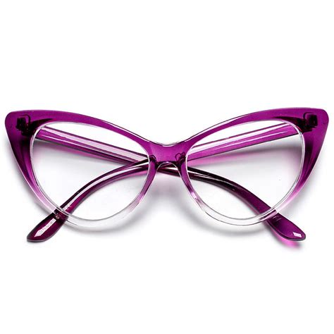 Colorful Ombre Super Cateyes Vintage Inspired Fashion Mod Chic High Pointed Clear Lens Eye Wear