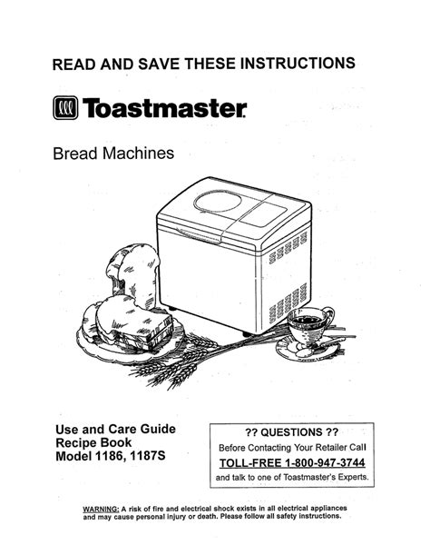 The recipes along with several toastmaster bread maker user manuals can be found and downloaded here: Toastmaster 1186 Bread Maker User Manual | Manualzz
