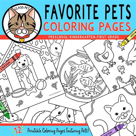 Favorite Pets Coloring Pages Preschool Kindergarten First Grade