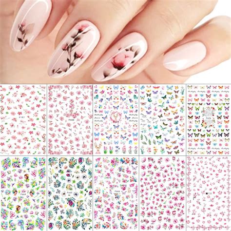 10 sheets spring flower nail art stickers decals self adhesive fingernail stickers summer