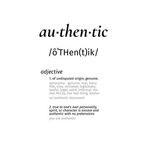 Authentic Word Definition Art Poster Etsy