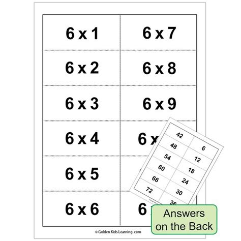 Multiplication Six Times Table Download Free Multiplication Flashcards