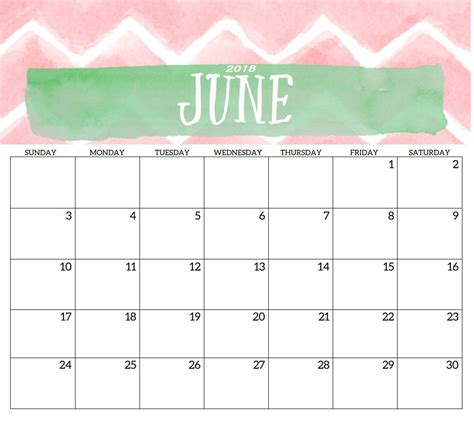June 2018 Blank Template Calendar Latest Calendar