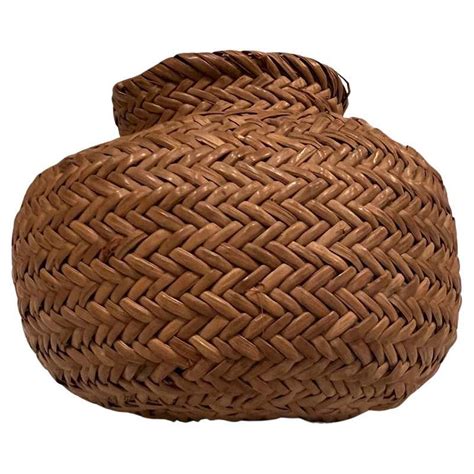 Natural Woven Wool Basket In Light Grey Custom Made In The Usa For Sale