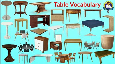 Table Vocabulary Different Types Of Table Table Name In English