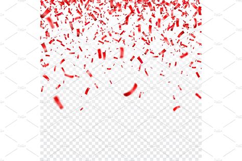 Christmas Valentines Day Red Confetti On Transparent Background