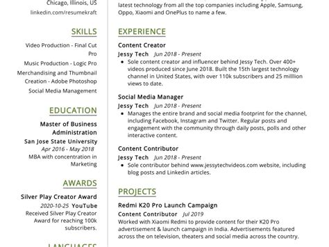 Content Creator Sample Resume In 2024 Resumekraft
