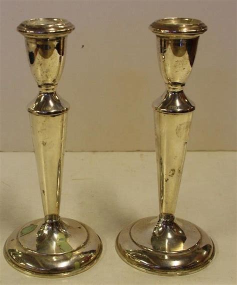 Sterling Silver Candlesticks Weighted 8cm Height 586g Candelabra