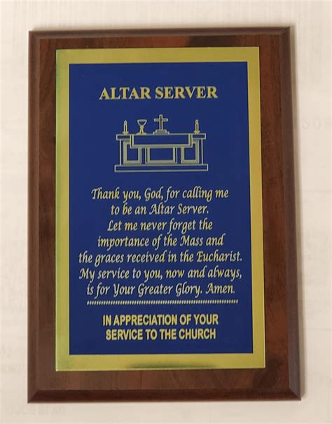 Altar Server Plaque Mckay Church Goods