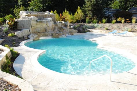 Steps Sun Shelves Swim Outs Traditional Swimming Pool And Hot Tub