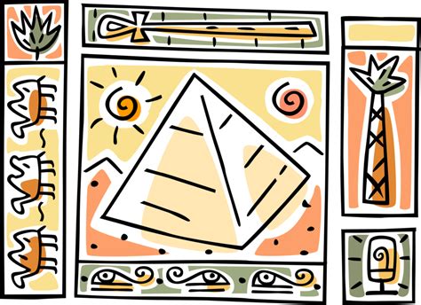 Vector Illustration Of Ancient Egyptian Pyramid With Triangle Clipart