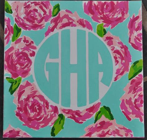 Monogrammed Lilly Pulitzer Inspired Canvas 12x12 Lilly Pulitzer