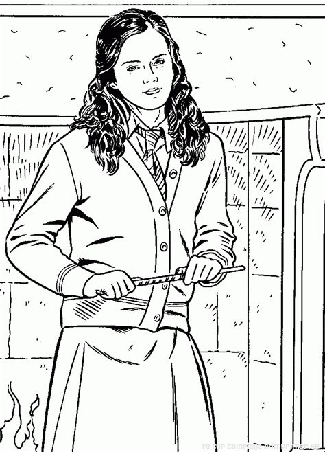Si tu aimes les coloriages de harry potter tu seras heureux de retrouver de magnifiques dessins � imprimer gratuitement de harry potter. Hermione - Coloriage Harry Potter - Coloriages pour enfants