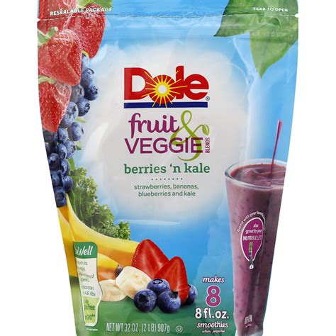 Dole Fruit And Veggie Blends Berries N Kale Smoothie Mix 32 Oz Instacart