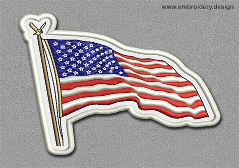 Design Embroidery Flags Patch Waving Usa Flag By Embroiderydesign