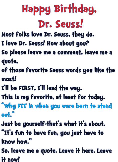 Happy Birthday Dr Seuss Birthday Quotes Dr Seuss Birthday Dr