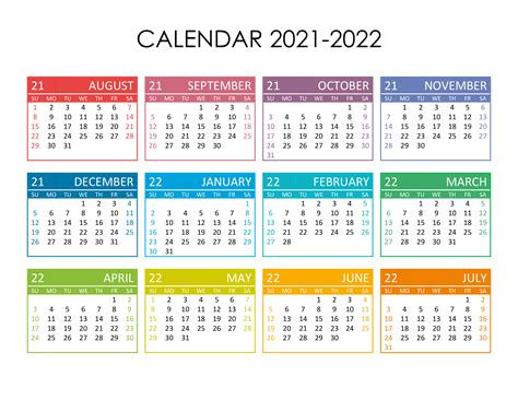 Yearly Calendar 2021 2022 Free Calendarsu