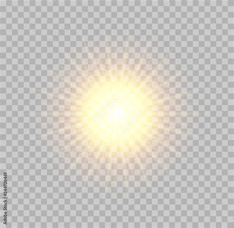 Vector Realistic Sun With Shining Rays On Transparent Background