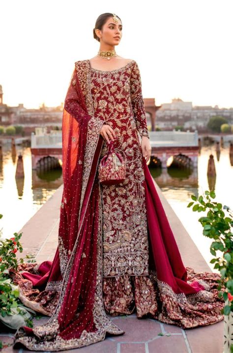 Red Raw Silk Lehenga Shirt Pakistani Wedding Dresses Red Bridal