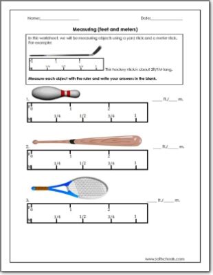Measuring (feet and meters) Worksheet