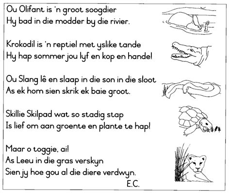 Afrikaans Kort Afrikaans Gedigte Oor Diere Images And Photos Finder