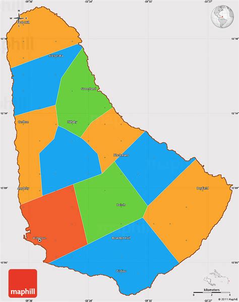 Political Simple Map Of Barbados Cropped Outside