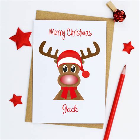 personalised rudolph christmas card by andrea fays