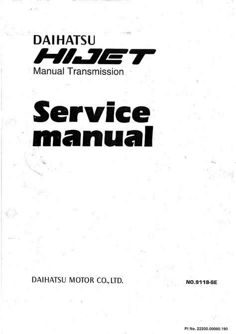 DAIHATSU HIJET PIAGGIO PORTER 1993 1997 Service Manual