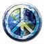 Peace Sign On Earth Circle Button  Magnet America