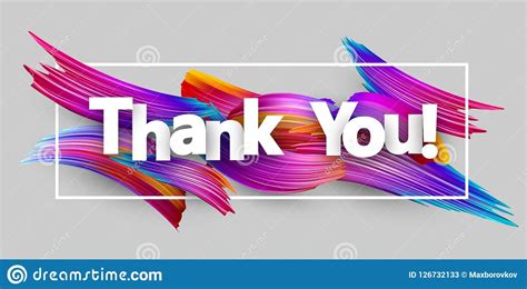 Thank You Paper Poster With Colorful Brush Strokes Stock Vector