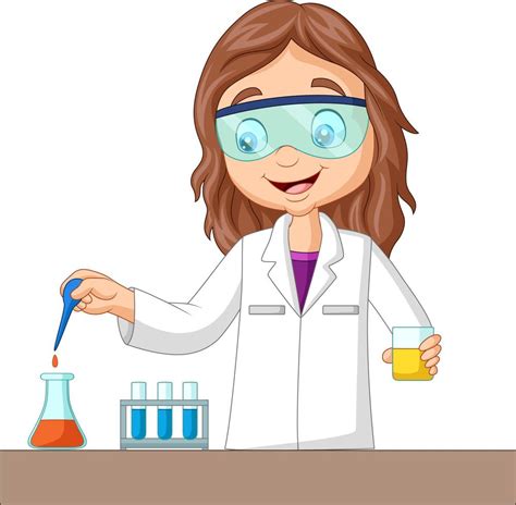 Cartoon Girl Doing Chemical Experiment 8387992 Vector Art At Vecteezy