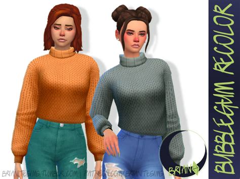 Kouukie Bubblegum Sweater Recolor Sims 4 Clothing Orange Outfit