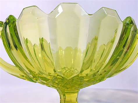 Vintage Large Art Deco Vaseline Glass Trophy Cup Depression Lime Green Uranium Glass