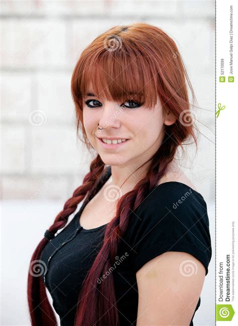 Rebellious Teenager Girl With Red Hair Stock Image Image Of Single