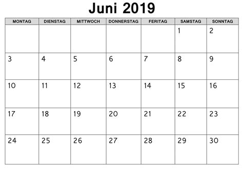 Juni Kalender Feiertage 2019 Zum Ausdrucken June 2019 Calendar Monthly