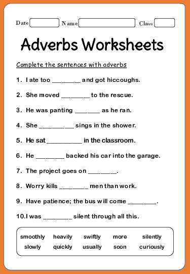 Printable Adverb Worksheets For Nd Grade Exercise Your Home Teacher