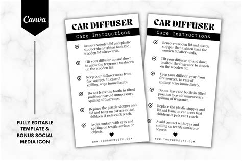 Car Diffuser Care Card Template Mini 4 Graphic By Sundiva Design