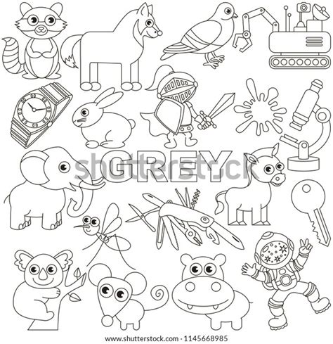 Grey Colorless Objects Color Elements Set Stock Vector Royalty Free