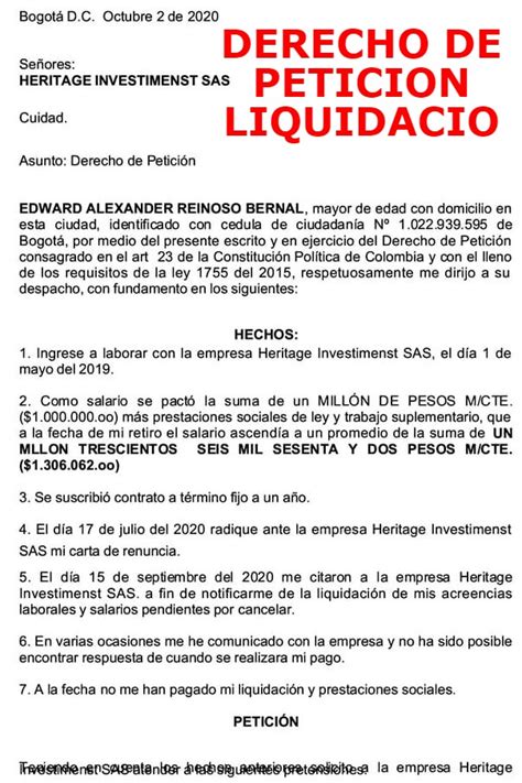 Modelo o formato derecho de peticion FORMATO DERECHO DE PETICIÓN Hot
