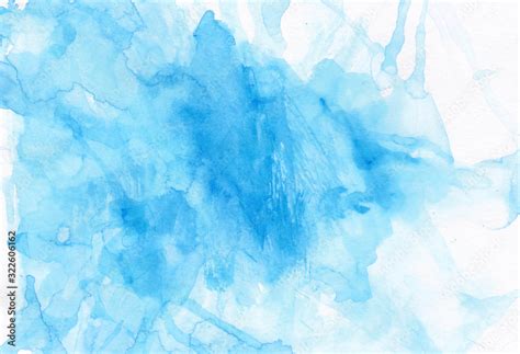 Watercolor Blue Texture Bright Splash Illustration On A White Isolated